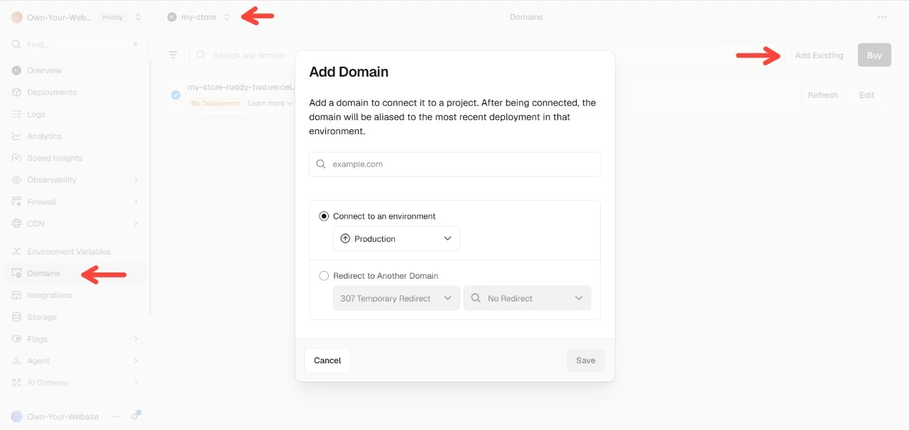 Add your custom domain (optional) — screenshot 1
